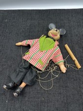 Mickey Mouse Ancienne  Marionnette à  fils Bois Tissu Métal Old Pupett