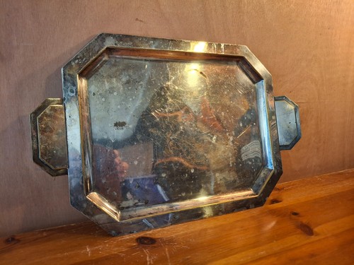 Plateau metal argente - plateau,