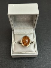 Bague en argent massif avec ambre