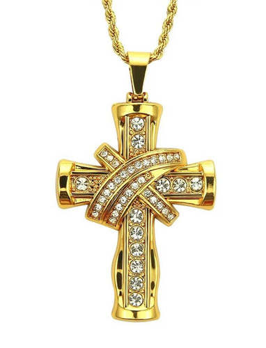 Pendentif croix jaune - croix,