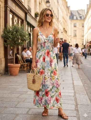 Robe longue fleurie - , made
