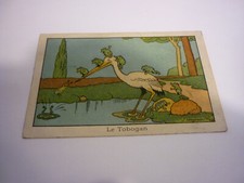 ANCIENNE IMAGE CHROMO BENJAMIN RABIER - LE TOBOGAN GRENOUILLE HERON
