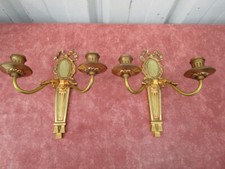 PAIRE D' APPLIQUES / BOUGEOIRS EPOQUE DEBUT 1900 DE STYLE LOUIS XVI EN BRONZE