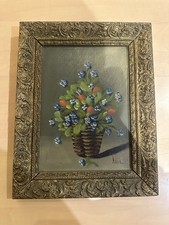 Ancien tableau fleurs huile - tableau,