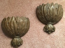 2 Deco Syroco Wood Sconces