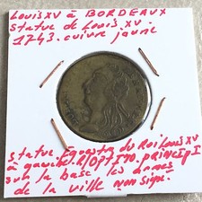 Jeton Trésor Royal Ancien 1743 Louis XV STATUE EQUESTRE A BORDEAUX TOKEN
