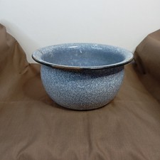 Bassine/Pot De Chambre Émaillée Bleue Vintage 