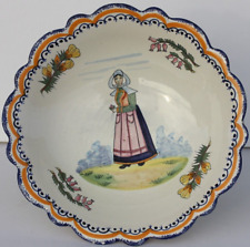 COUPE SUR PIED EN FAIENCE DE QUIMPER - HENRIOT QUIMPER 86 - D. 24,5 cm