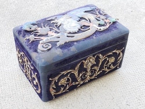 Ancien coffret velours cuivre - ancien,