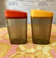Lot de 2 boîtes verseuses avec couvercle vintage orange en plastique 1 Litre