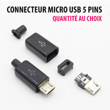 Connecteur Micro USB Mâle Fiche Type B pour Câble Soudure Plastique à Souder Lot