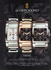 PUBLICITE ADVERTISING  1996    DE GRISOGONO   montre  CHRONO