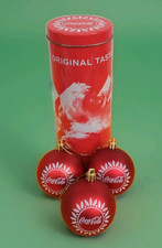 Vintage boules de noël publicitaire coca cola dans leur boîte d'origine