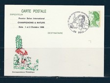 carte entier Liberté 2f vert    salon  nature  et champignons  39  Dole 1988