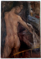 TABLEAU XX EME HST PORTRAIT JEUNE HOMME A LA TOILETTE NU MASCULIN ACCADEMIQUE