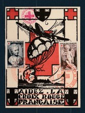 carte 1er jour  la  croix rouge et la poste  paire  75  Paris  1951