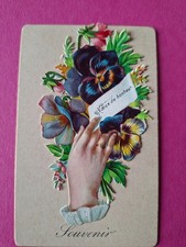 XIXè Image souvenir avec découpis à système, très colorée Parfait état 10 cm x 6