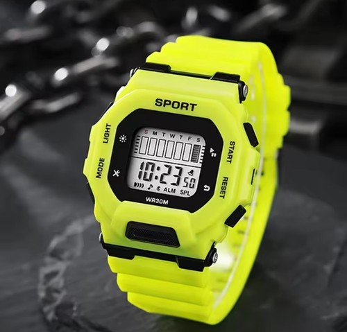 Montre sport digitale jaune - montre,