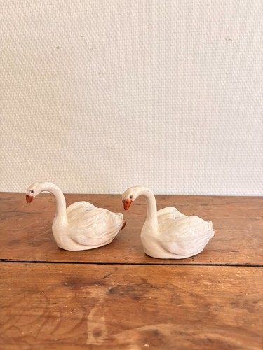 Paire cygne céramique terre - cygne,