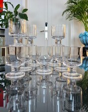 Service 10 Verres à Eau à Pied En Cristal - 1970 Vintage