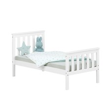 Cadre de Lit Enfant 70x140 Bébé Bois Massif Sommier à Lattes Blanc Homestyle4u