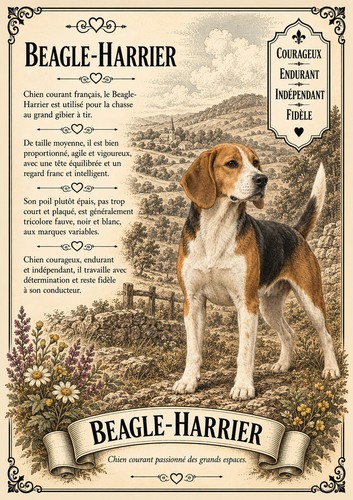 Affiche beagle harrier - affiche, a4