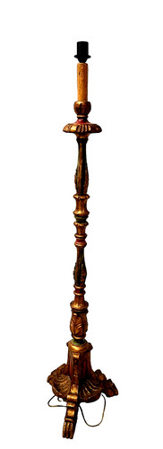 Lampadaire bois sculpté - lampadaire,