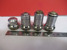 Bausch Lomb Lot Objectifs Laiton 4 Pièces Microscope Pièce Comme Imprimé T1-A-49