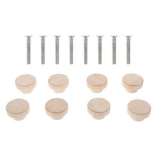  Boutons de placard 8 pcs Poignées de porte en bois Poignées de pull rond pour
