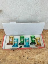 Ancien Service A Liqueur Italien Vintage Boîte D'origine 6 Verres " Bottes " 