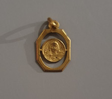 MEDAILLON PENDENTIF - RELIGIEUX VINTAGE - VERMEIL PLAQUE OR
