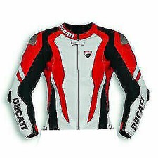 DUCATI Veste en Cuir de Moto Hommes Veste Motard en Cuir Veste en Cuir de Motard