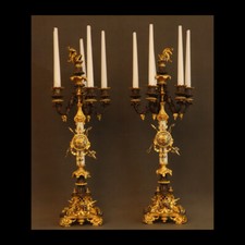 PAIRE DE GIRANDOLES AUX TROPHEES XIXème - PAIR OF GIRANDOLES WITH XIXth TROPHIES