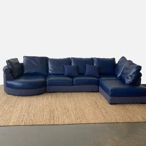 Roche bobois blue leather - roche,