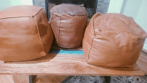 Three moroccan real leather