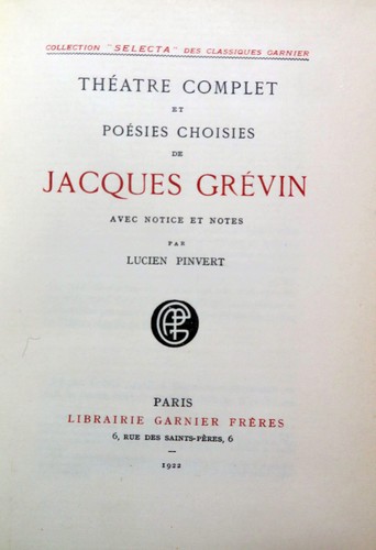 Jacques grevin theatre - jacques, grevin/theatre