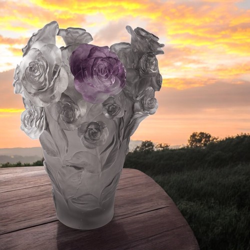 Daum rose passion vase - daum, grey