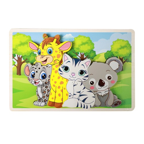 Animaux puzzle bois - animaux, en