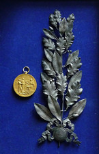 rare ensemble PALMES AVEC SA MEDAILLE Pont à Mousson 1927