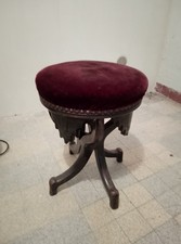 Ancien tabouret de piano tripode en bois 