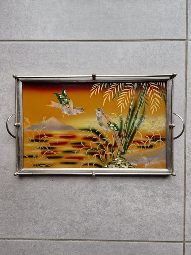 Plateau 1950 fond - verre, avec