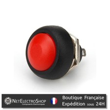 Bouton Poussoir Momentané - Etanche - 12mm - Rouge