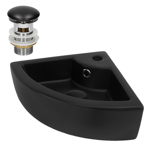 Lavabo angle céramique - d'angle, noir