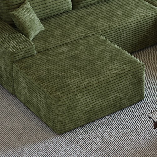 Green corduroy ottoman - green,