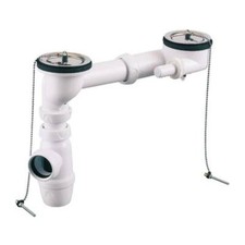 ensemble vidage 2 bondes pour evier grés 2 cuves meme niveau