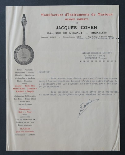 Facture belgique 1948 - belgique,
