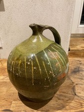 Grande cruche / jarre à huile en terre cuite vernissée émaillée (XVIIIe)