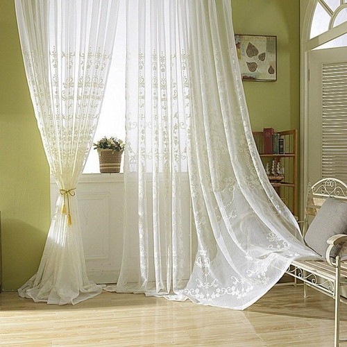 Mètre broderie tissu rideau - 1,