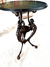 TABLE GUERIDON FONTE PLATEAU MARBRE NOIR  FONDEUR  A BERLIN  EPOQUE FIN 19 EME