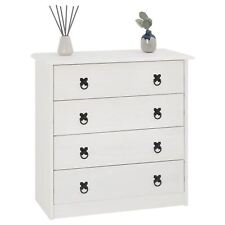 Commode buffet 4 tiroirs style mexicain pin massif lasuré blanc
